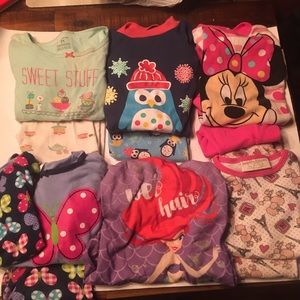 5 Sets of Pajamas & A Nightgown Ariel & Minnie